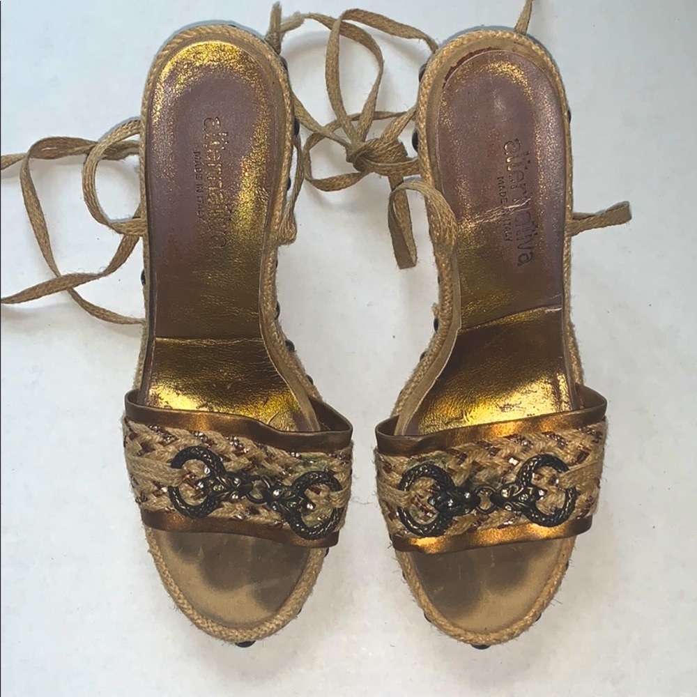 Alternative Wedge Lace-Up Studded Sandals